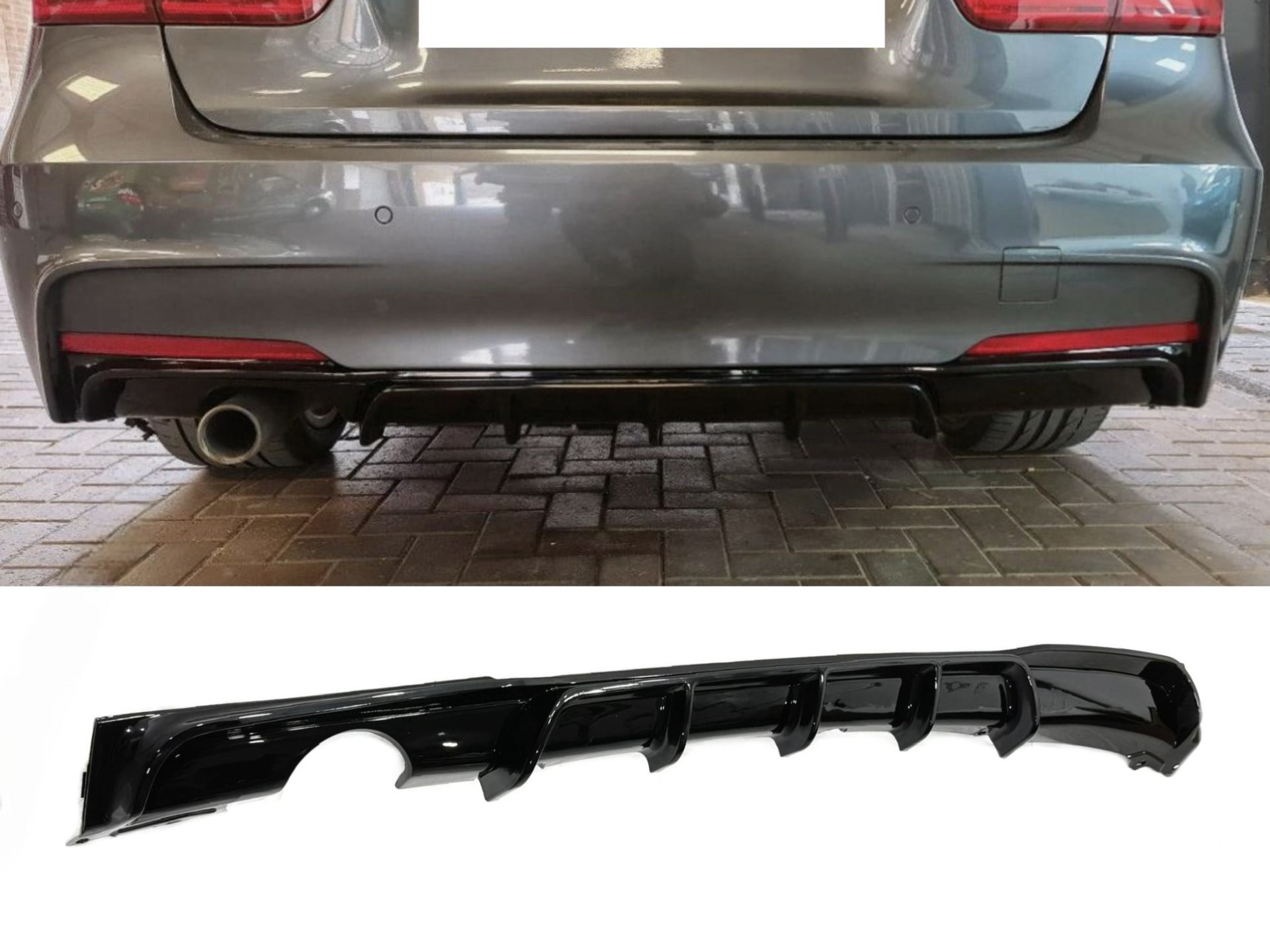 Дифузор накладка заднього бампера M-Performance BMW 3 series F30 2012-2018 під одну вихлопну трубу ГЛЯНЦЕВИЙ 0----
