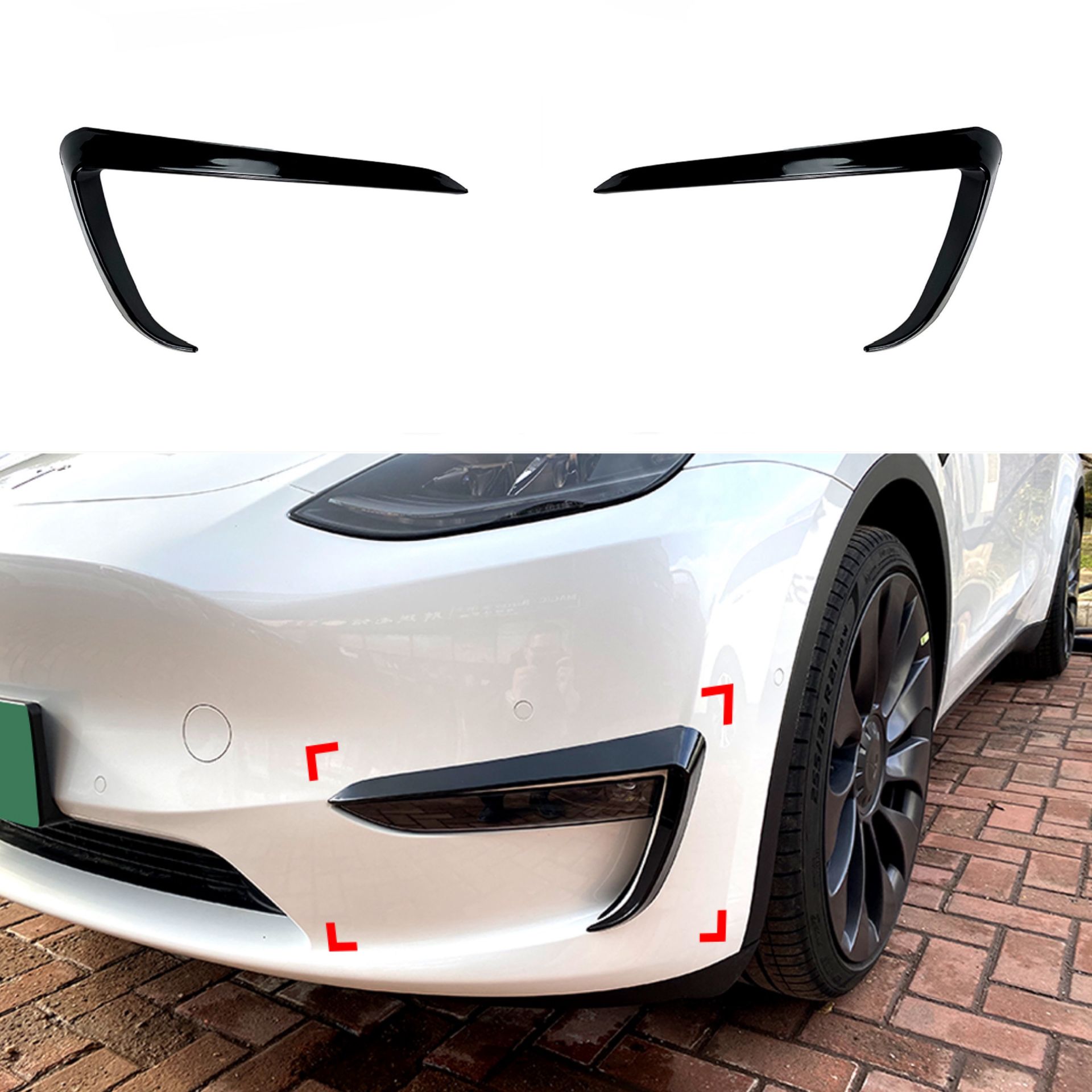 Накладки на протитуманні фари для Tesla Model Y 2020-2024 ABS пластик, колір чорний глянець