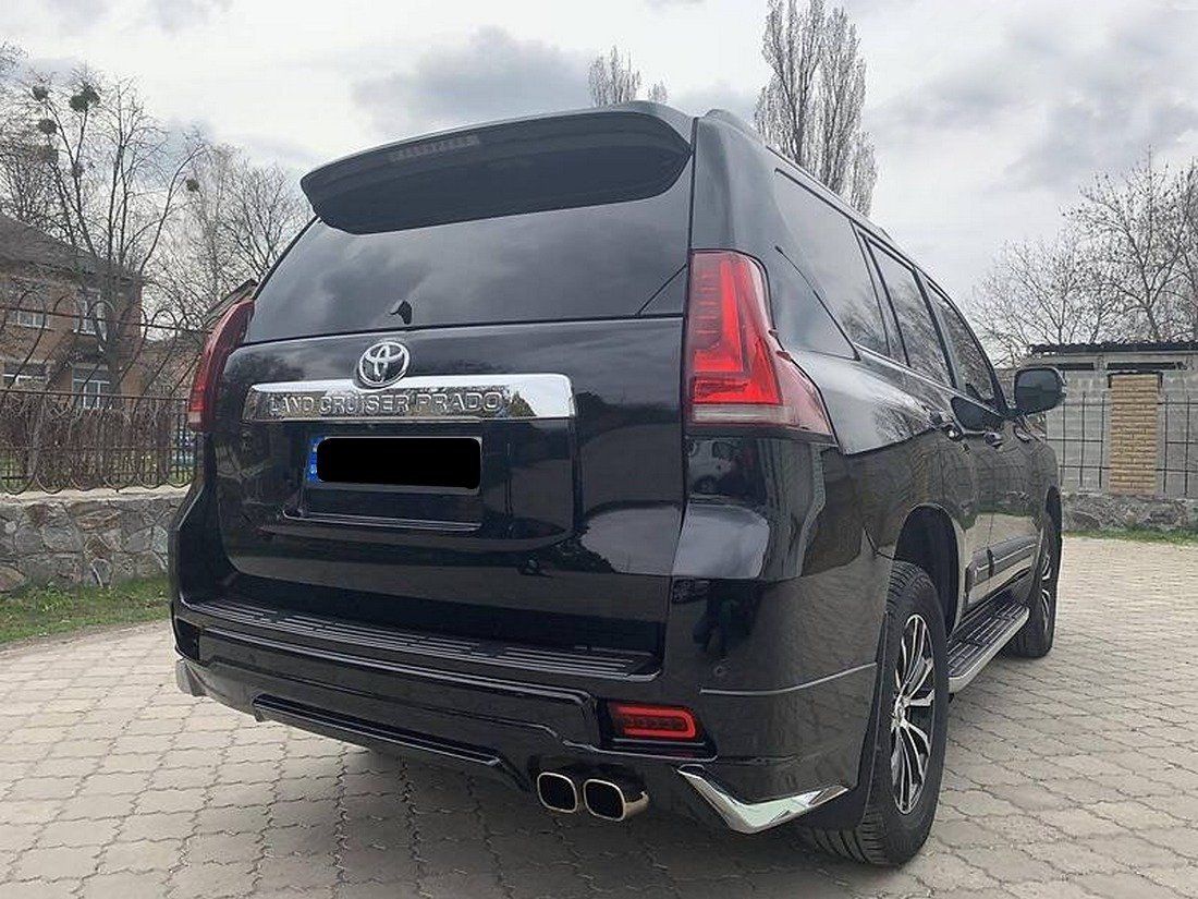 Спідниця заднього бампера Modellista Toyota Land Cruiser Prado 150 2017+ під 1 трубу колір чорний