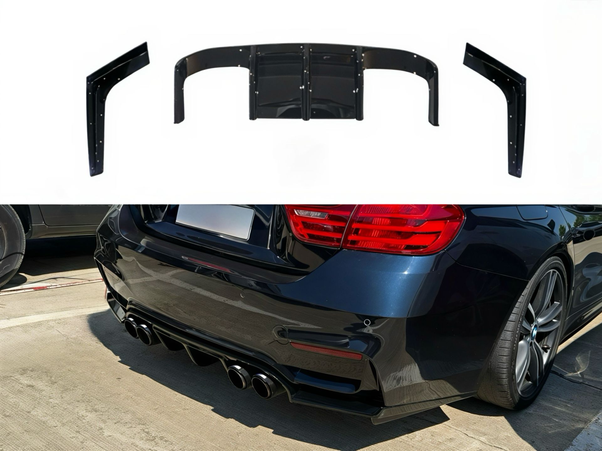 Накладка заднього бампера дифузор M-Vorsteiner до бампера M4 для BMW 4 series F32 F33 F34 2013-2020 ABS пластик, колір чорний глянець