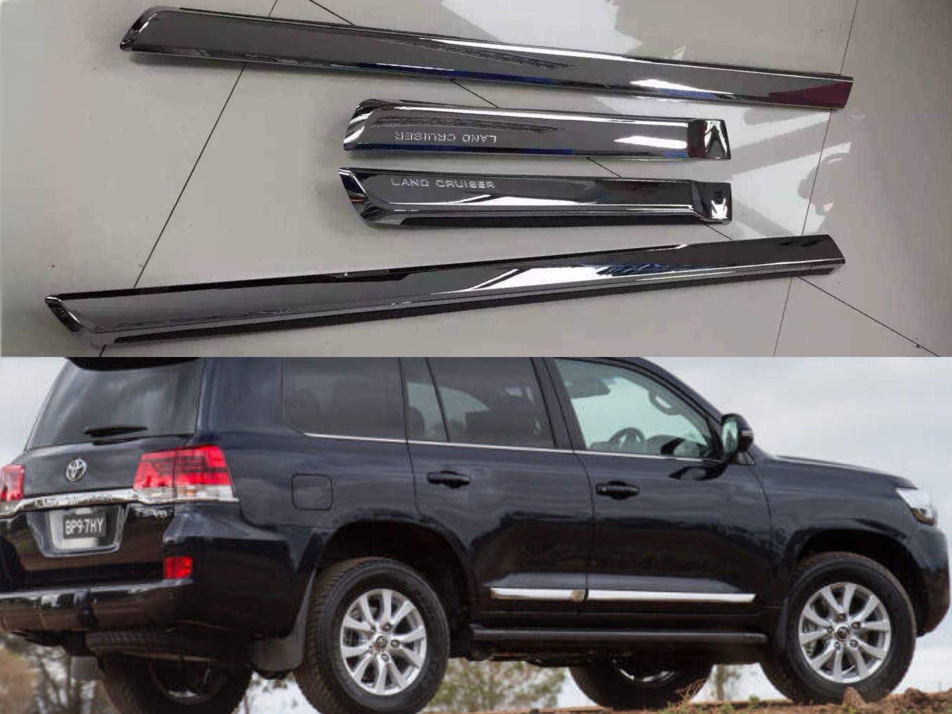 Молдінги на двері Toyota Land Cruiser 200 2007-2021 дизайн в стилі рестайлінг 2016+ хромовані