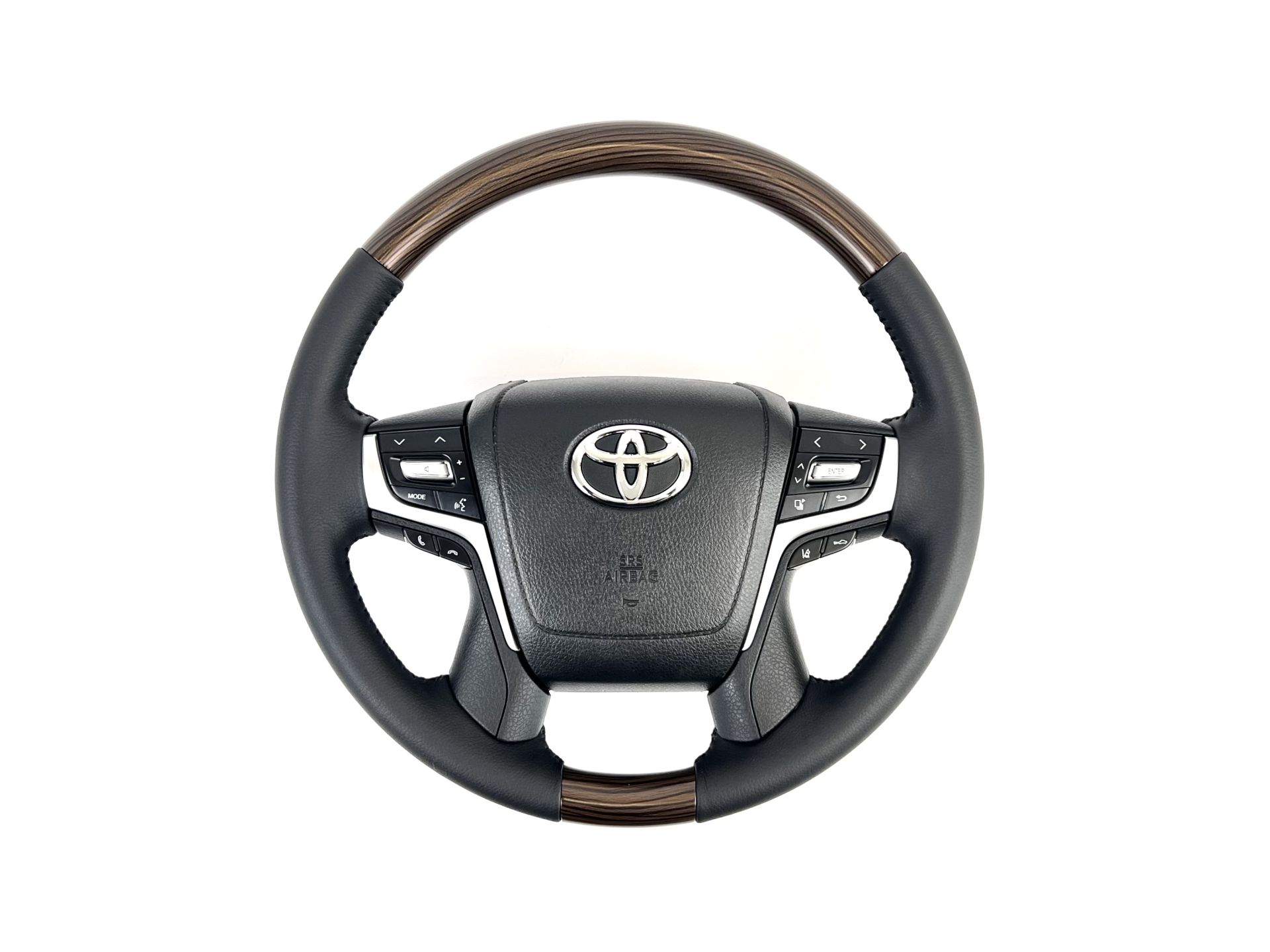 Кермо у зборі чорне з темним деревом Toyota Land Cruiser 200 / Prado 150