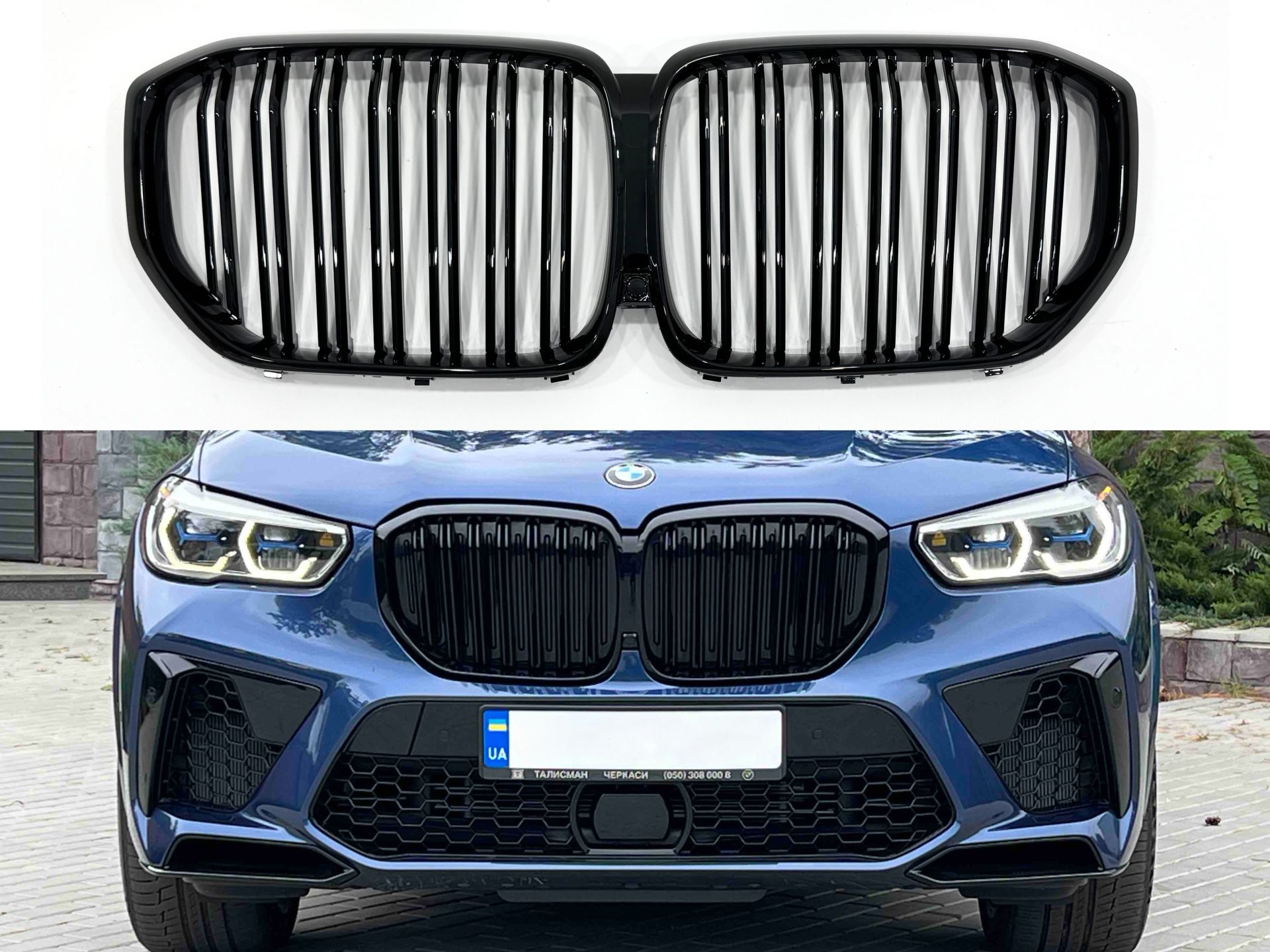 Решітка радіатора ніздрі Х5M F95 стиль BMW X5 G05 2019-2022 чорний глянець