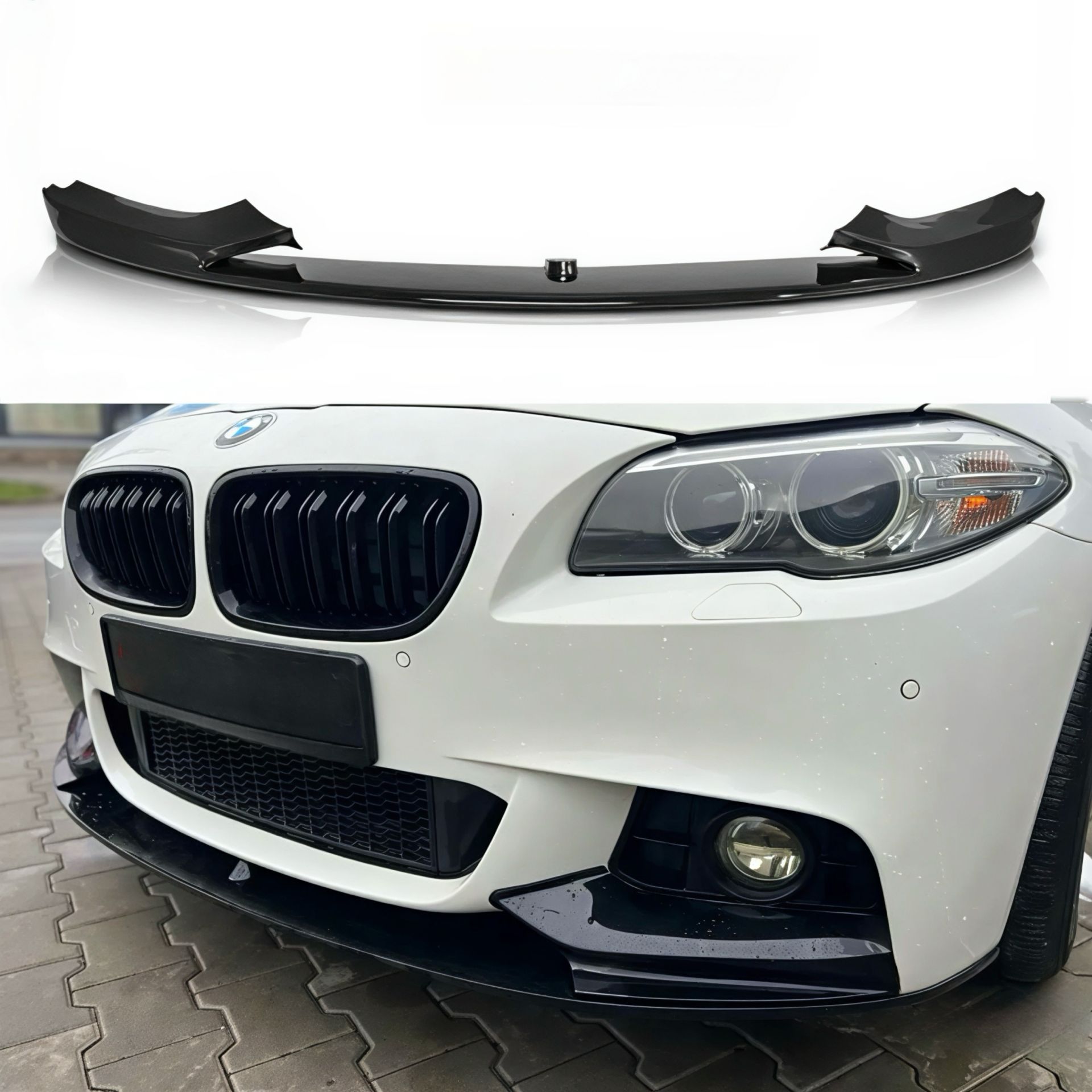 Накладка переднього бампера обвіс  M performance BMW 5 series F10 F11 2010-2016 абс пластик, чорний глянець