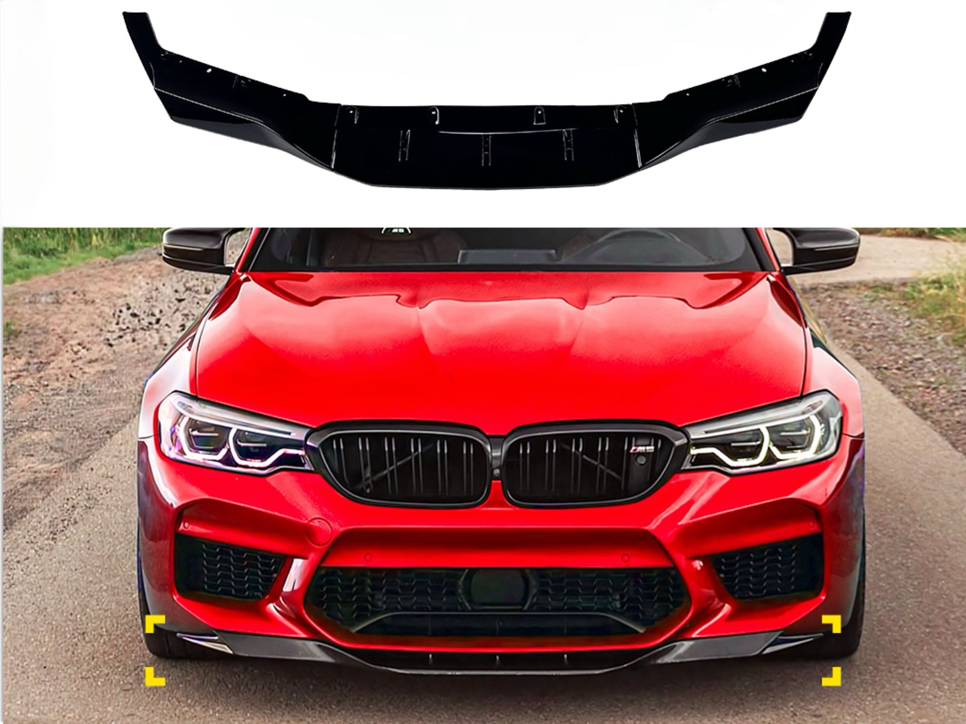 Спідниця накладка переднього бампера M5 BMW 5 series G30 G31 M5 F90 2016-2020 ABS пластик, чорний глянець
