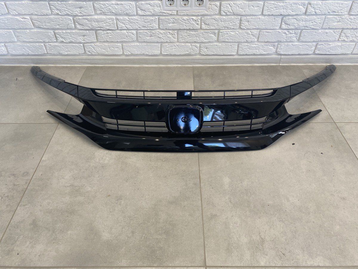 Решітка радіатора SI для Honda Civic 4D тІльки SI / 5D 2016 - з віями, чорний колір (без емблеми)