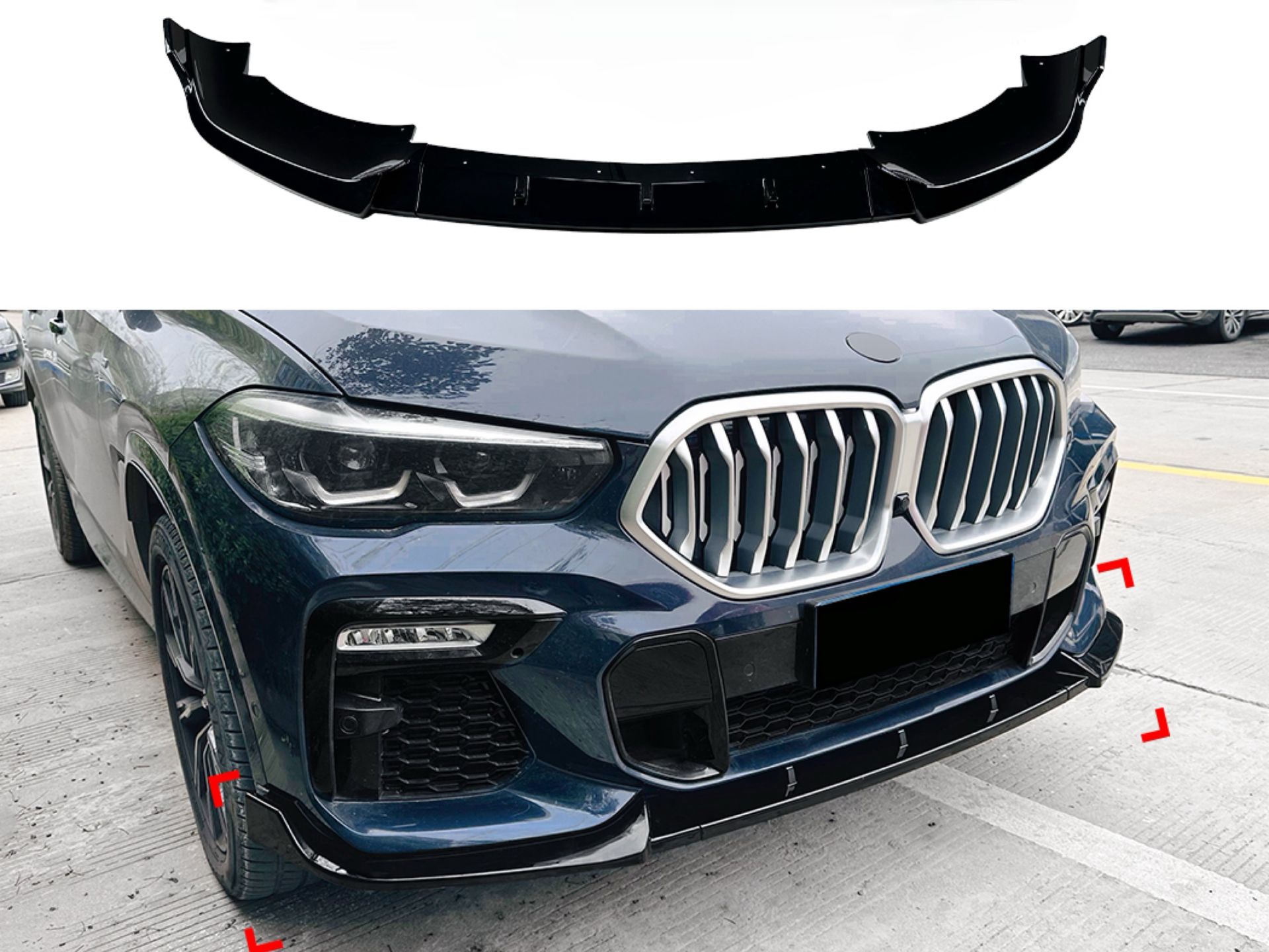 Спідниця переднього бампера M-Perfomance для BMW X6 G06 2019-2022 ABS пластик, чорний глянець