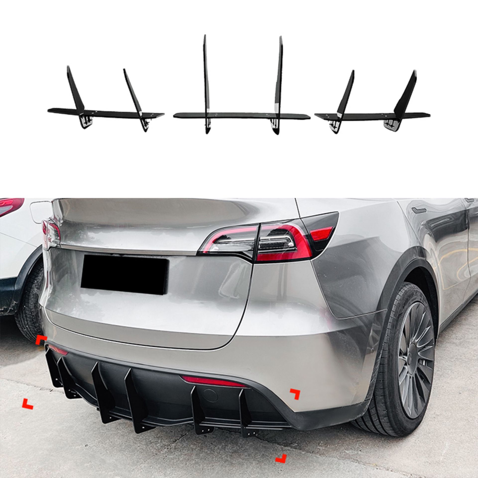 Накладка заднього бампера для Tesla Model Y 2020-2024 ABS пластик, колір чорний глянець