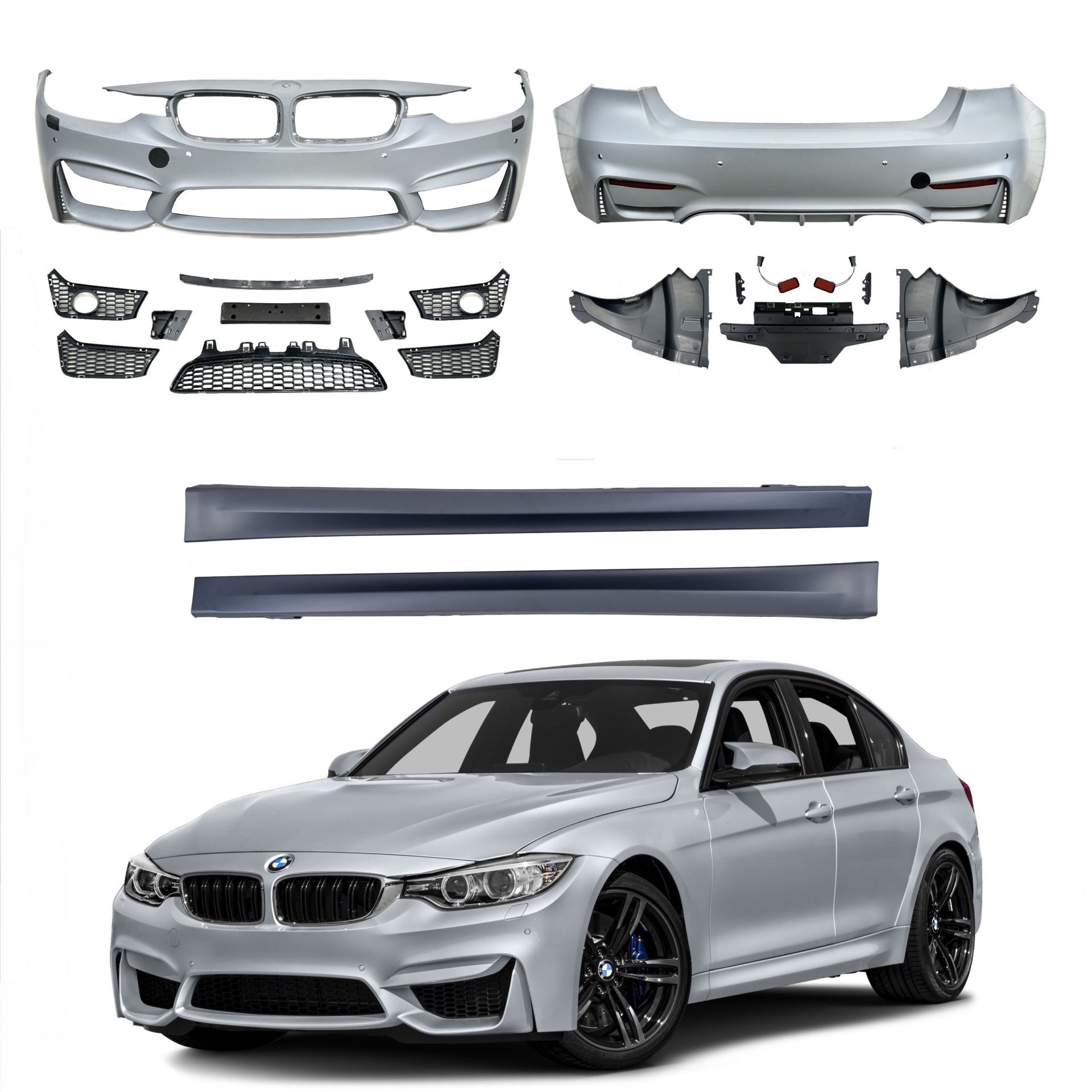 Комплект обвісу M3 стиль BMW 3 Series F30 2012-2018 (передній / задній бампер, пороги) ПІД ПАРКТРОННИКИ